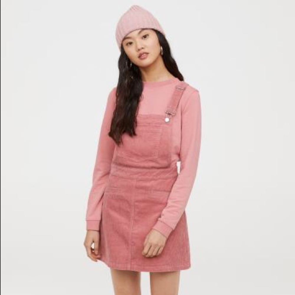 H&M Bib Overall Dress vintage pink NWT size 8